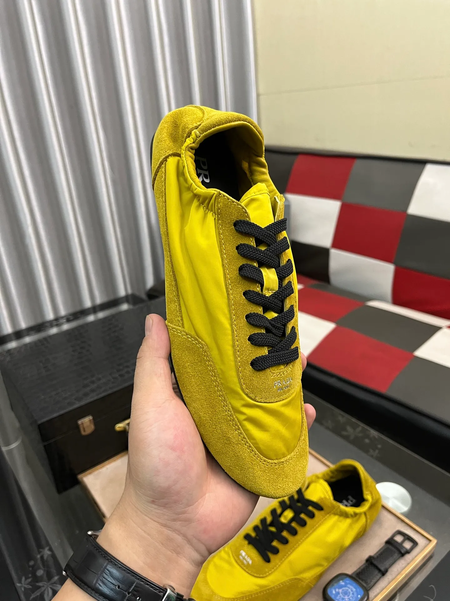Men's shoes 💰500⌚️⌚️【PRADA】Prada - high-end quality original order 🔍🔍🔍 casual sports shoes - Upper: 🔝Nappa calfskin, brand high mercerized canvas, shoe body brand metal fasteners, tongue silk screen brand logo - Lining: water-dyed cowhide - Outsole: ultra-light TPU foam; molded outsole -Ultra-high quality control and fine workmanship: outstanding (high-end, extravagance, class) -Size: 38-446️⃣colors available
